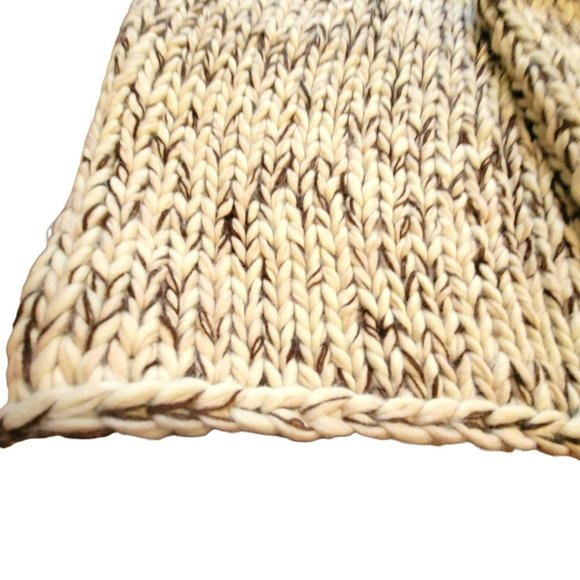 Lands' End Chunky Infiniti Scarf Brown Cream Plaid Extra Soft DH558 - Picture 4 of 4